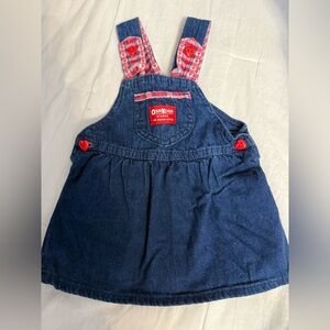 OshKosh B'gosh Blue Denim Kids Overalls Hearts, size 18m, vintage